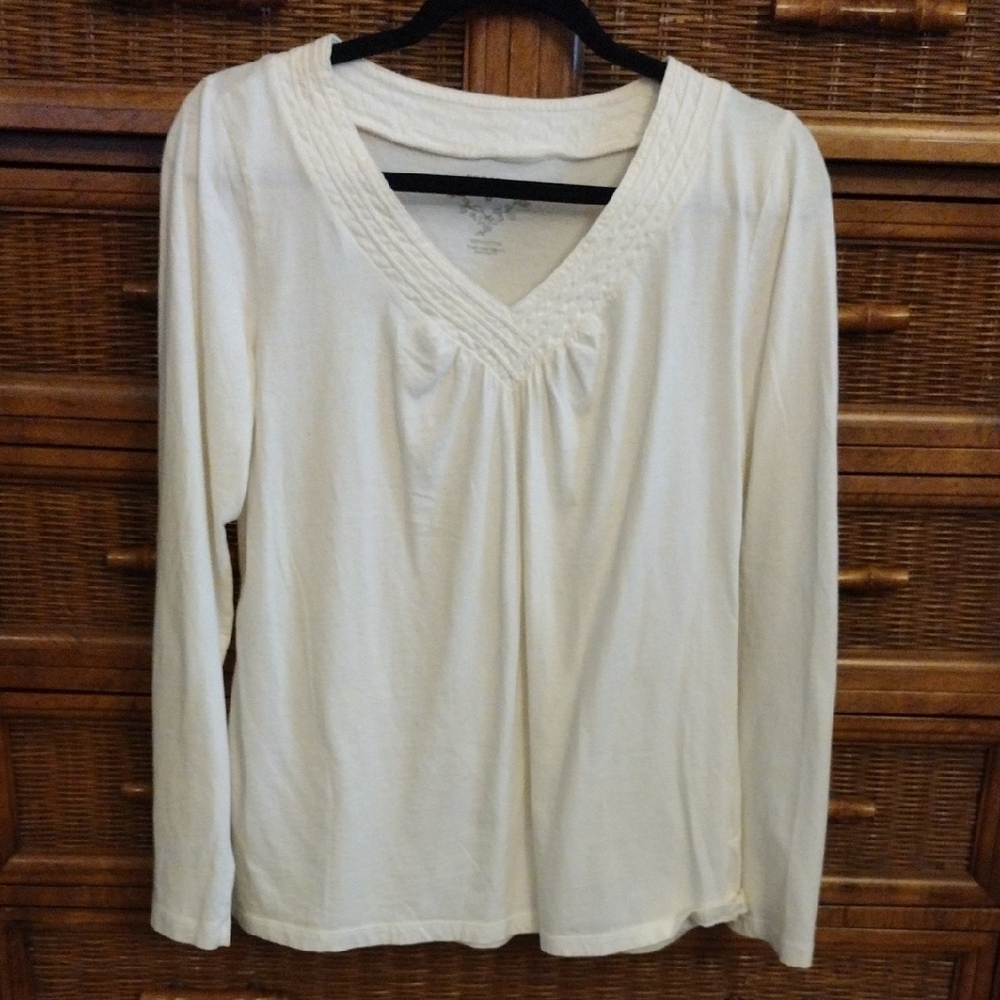 Women's Cream V-Neck Top